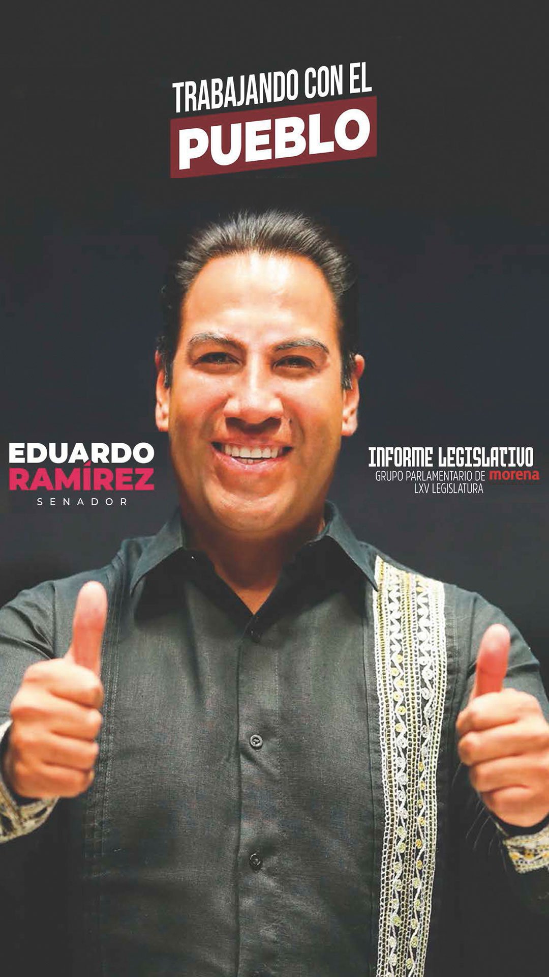 Cartel promocional de informe legislativo de Eduardo Ramírez como senador