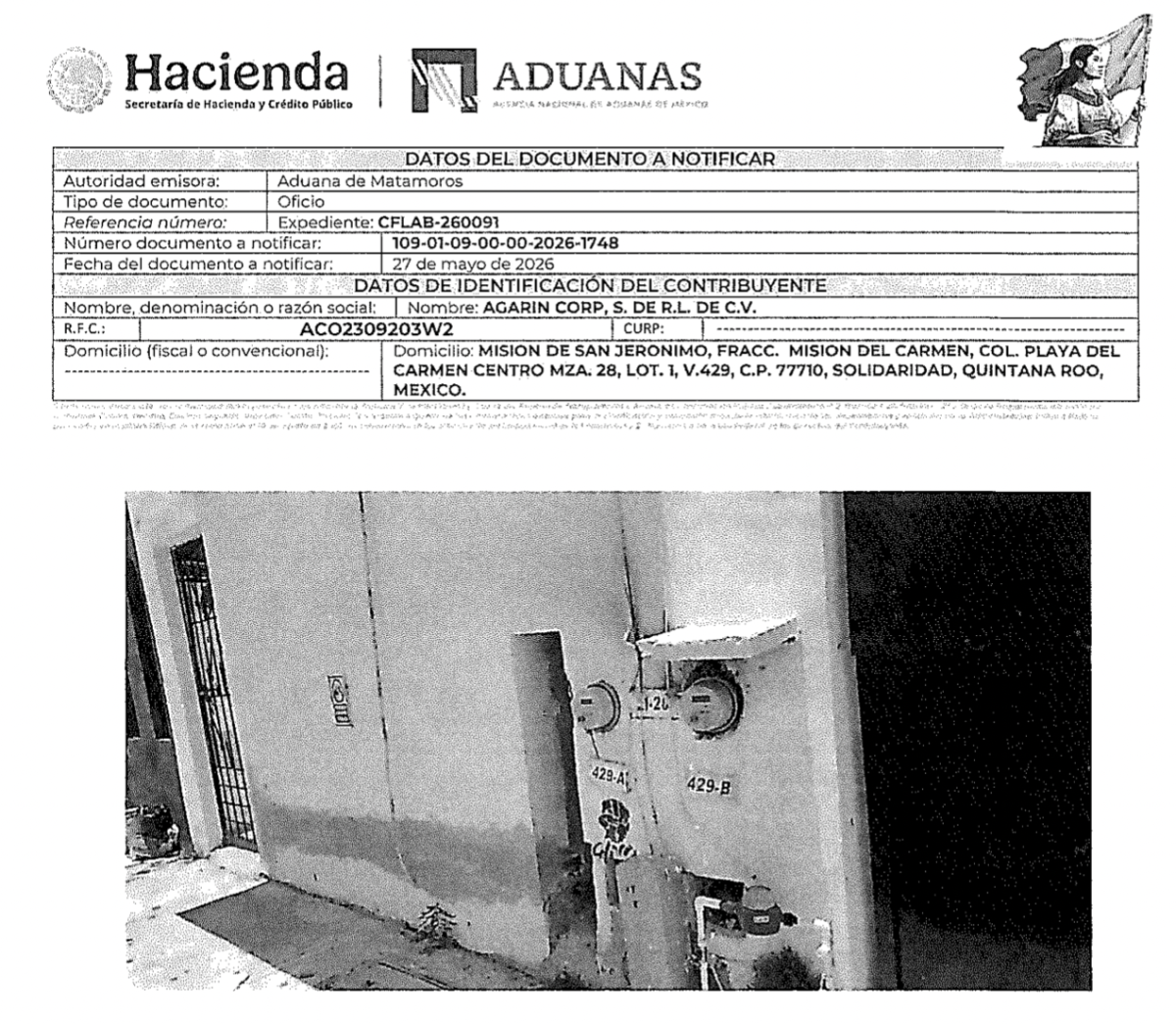 El SAT acudi&oacute; a notificar a la empresa Agar&iacute;n de la omisi&oacute;n en el pago de impuestos en la importaci&oacute;n de combustibles, pero lo que encontr&oacute; fue esta casa vac&iacute;a en Playa del Carmen.